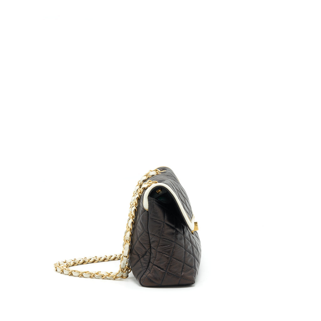 Chanel Vintage Single Flap Bag Lambskin Dark Brown