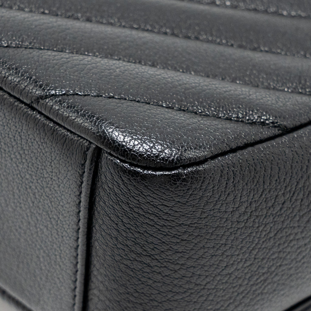 Chanel Small Diagnoal Flap Bag Shiny Goatskin Black