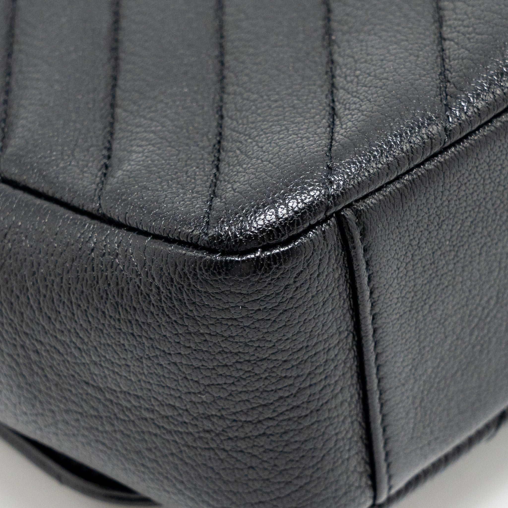 Chanel Small Diagnoal Flap Bag Shiny Goatskin Black