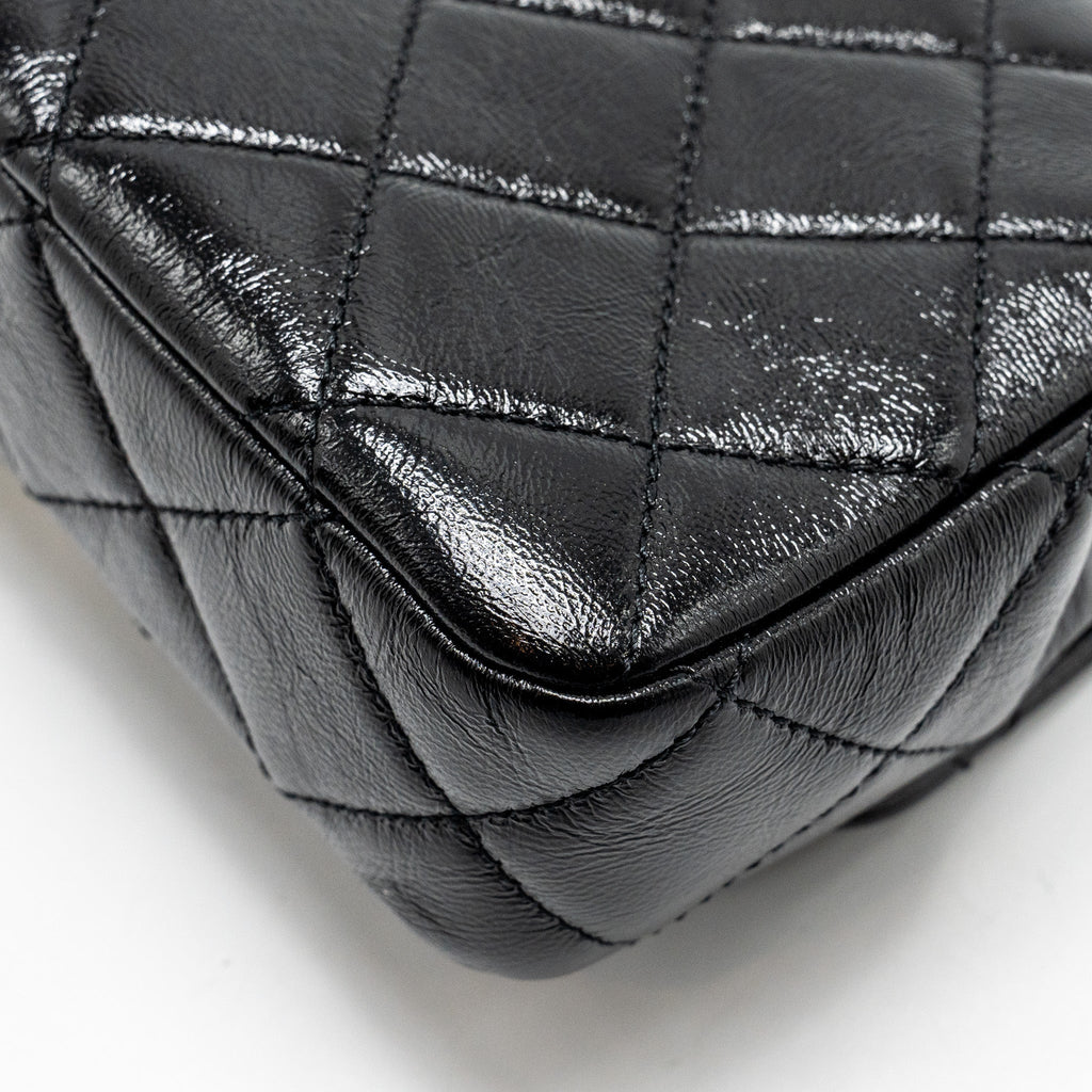 Chanel 24b Giant Chain Flap Shoulder Bag Lambskin Black  (Microchip)