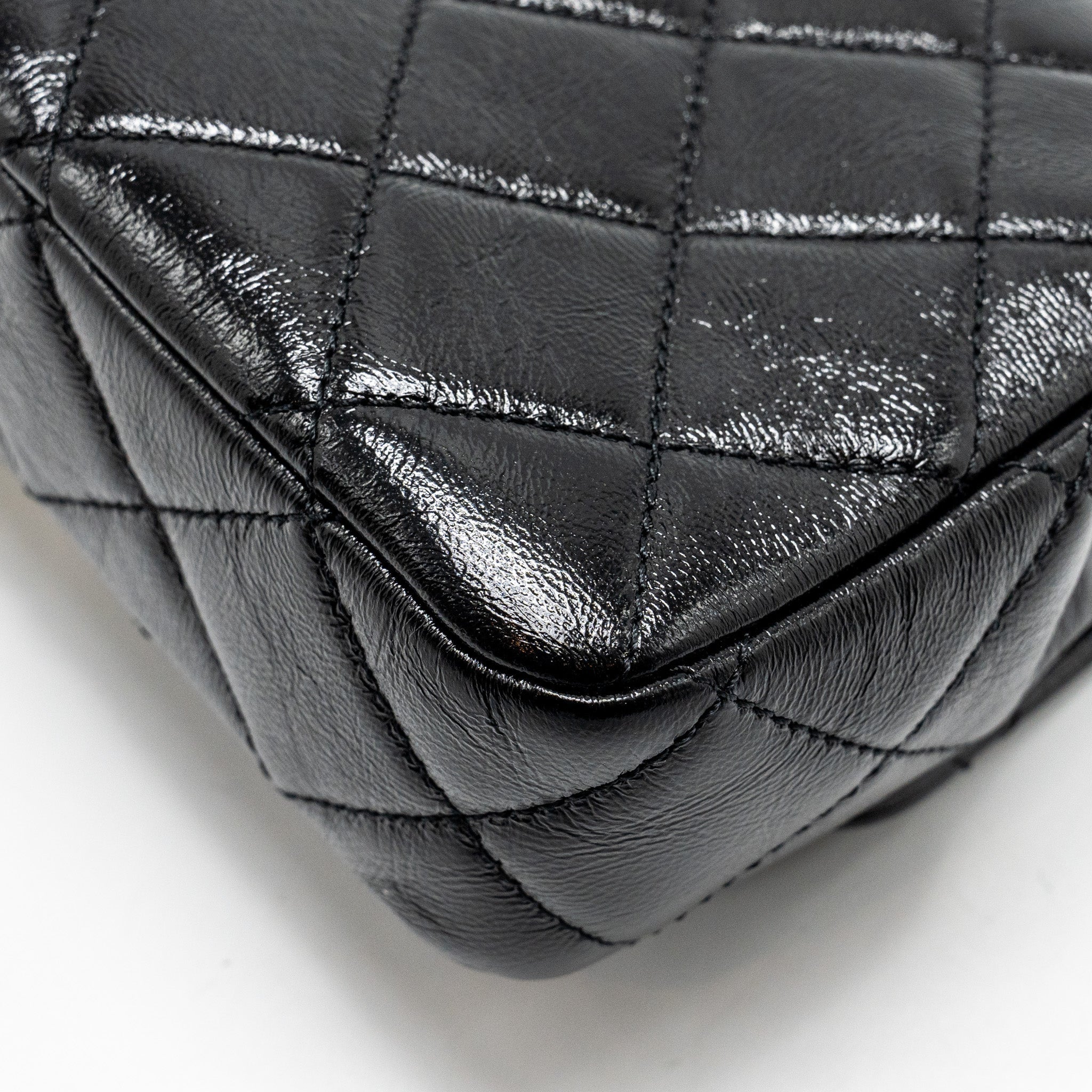 Chanel 24b Giant Chain Flap Shoulder Bag Lambskin Black  (Microchip)