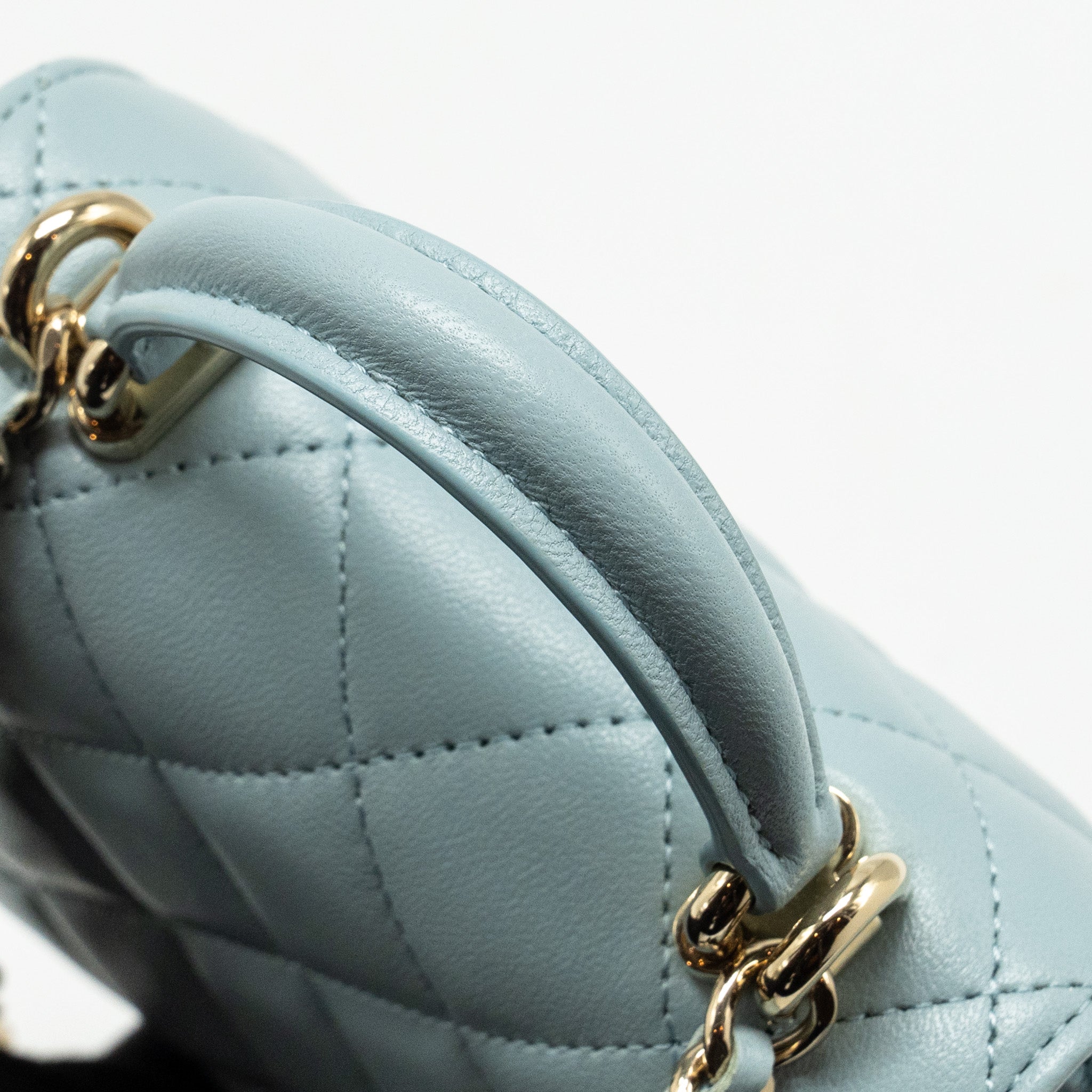 Chanel Top Handle Mini Flap Bag Lambskin Light BLUE L