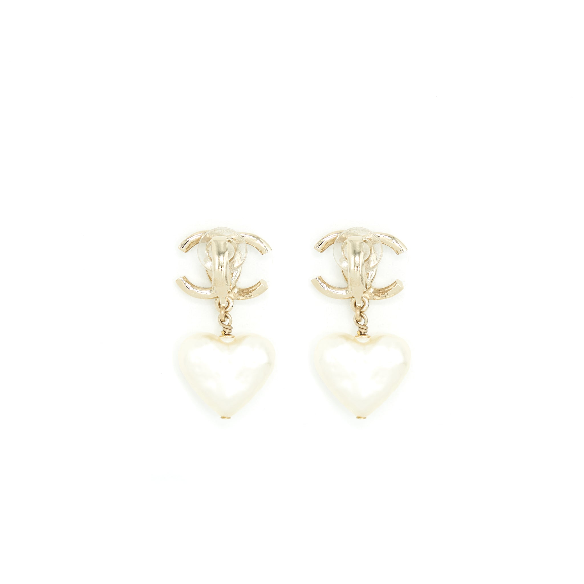 Chanel CC And Heart Earclips L
