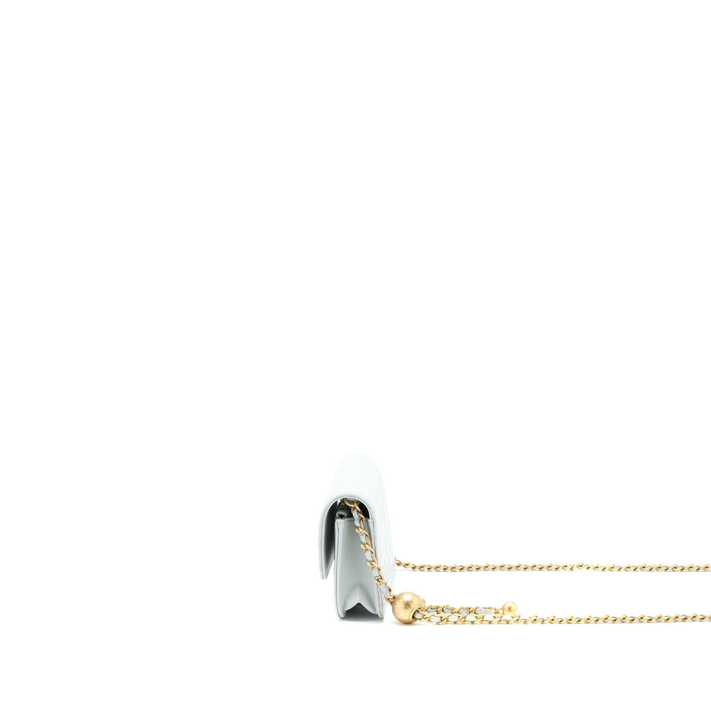 Chanel 23C Pearl Crush Mini Flap Bag Lambskin Light Grey Brushed  (Microchip)