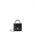 Chanel 22P Top Handle Mini Flap Bag With Chain Lambskin Black L