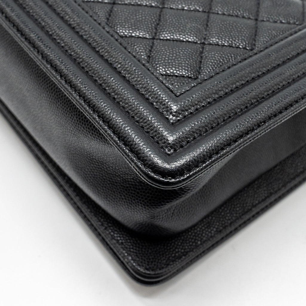Chanel Medium Boy Bag Caviar Black Ruthenium Silver Hardware