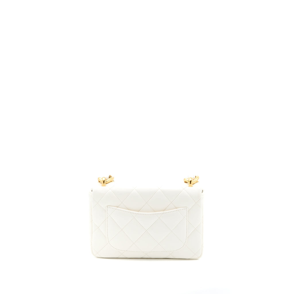 Chanel 22S Giant Chain Flap Shoulder Bag Lambskin White Brushed  (Microchip)