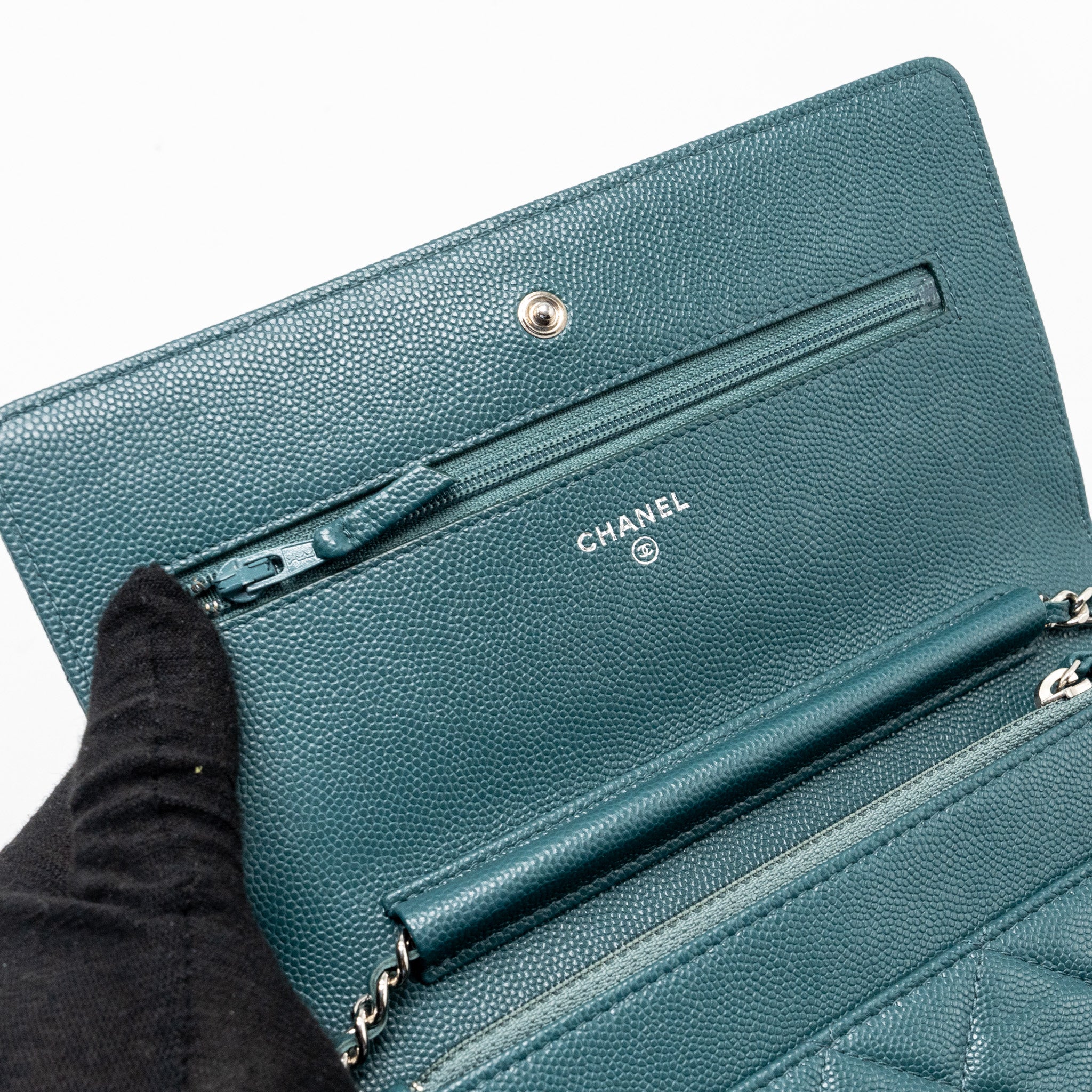 Chanel Classic Wallet on Chain Caviar Dark Green