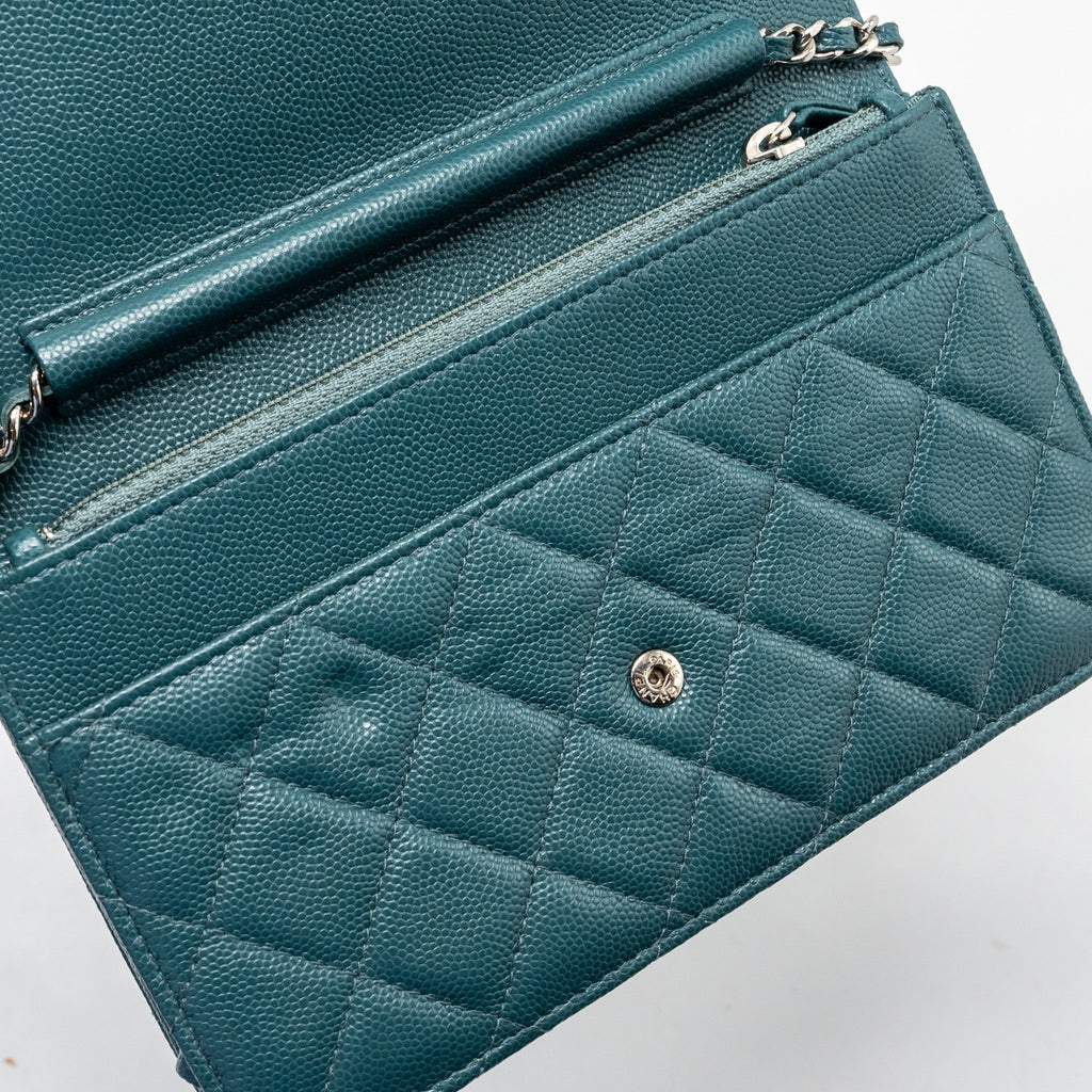 Chanel Classic Wallet on Chain Caviar Dark Green