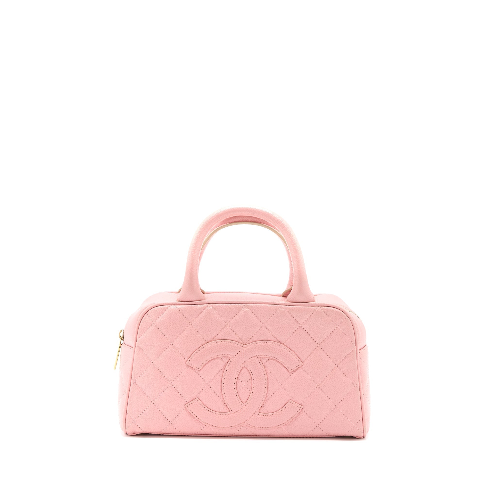 Chanel Vintage Bowling Bag Caviar Light Pink L