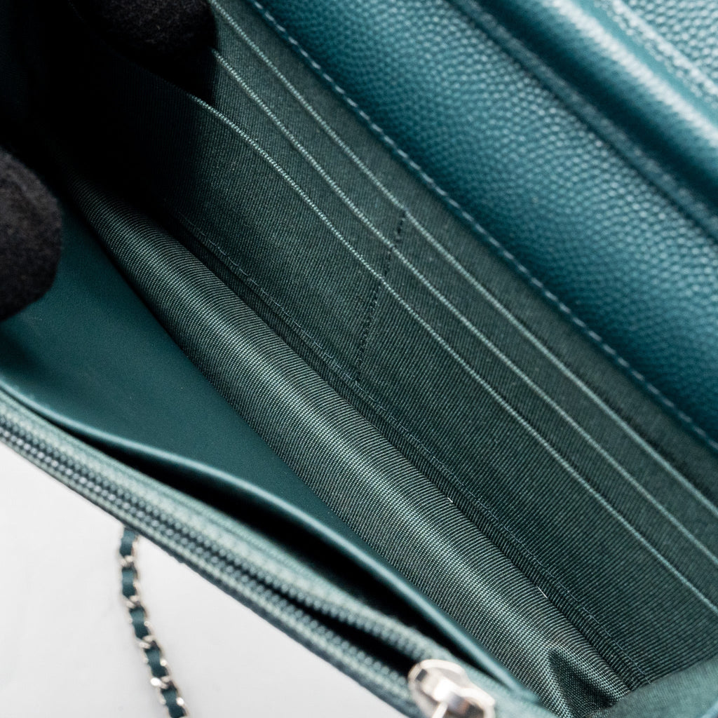 Chanel Classic Wallet on Chain Caviar Dark Green