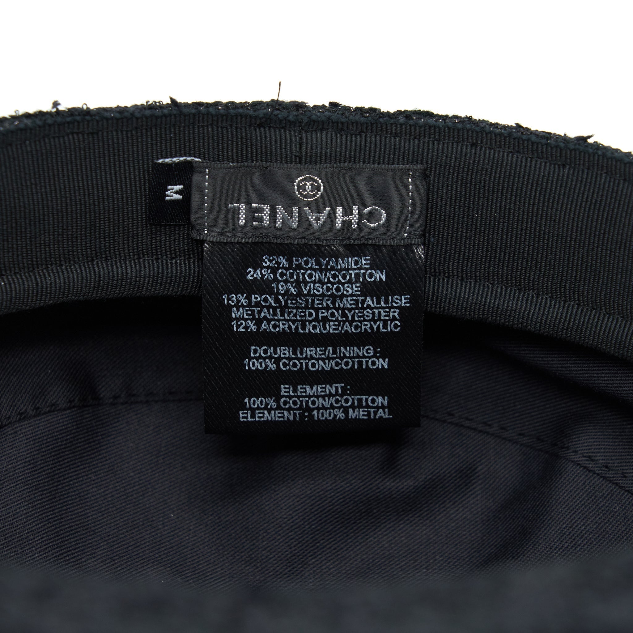 Chanel Size M Newsboy Cap Black L