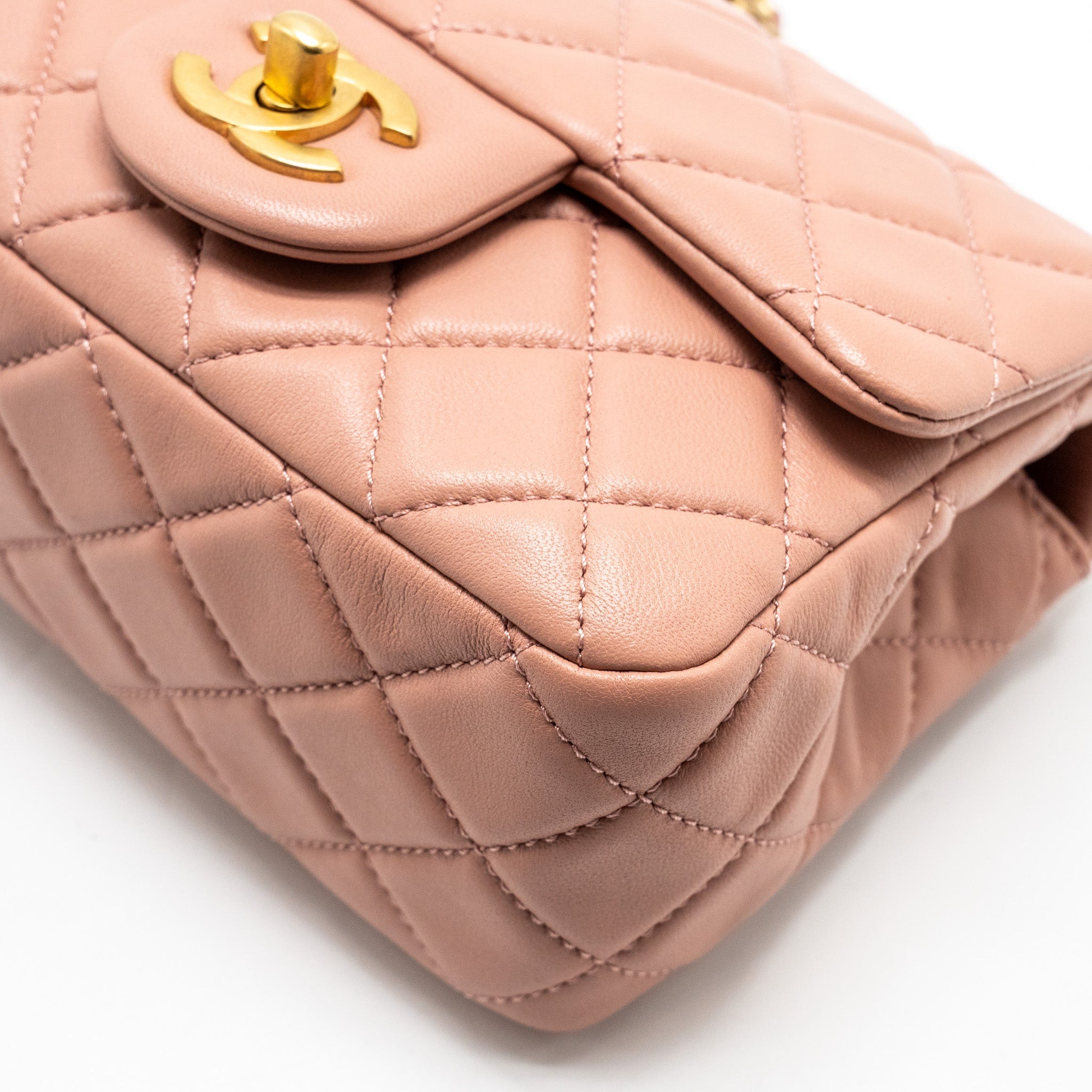 Chanel Pearl Crush Mini Square Flap Bag Lambskin Pink (Microchip)