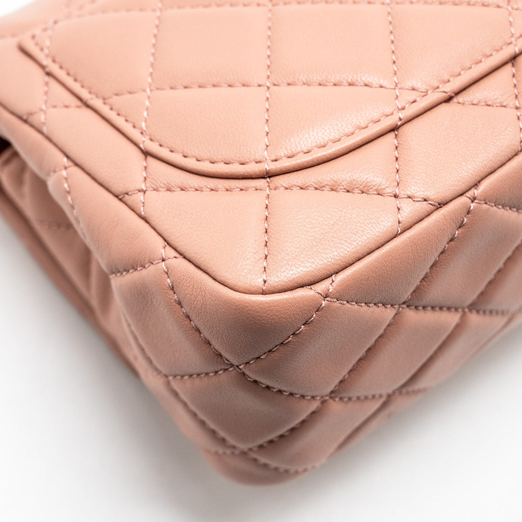 Chanel Pearl Crush Mini Square Flap Bag Lambskin Pink (Microchip)