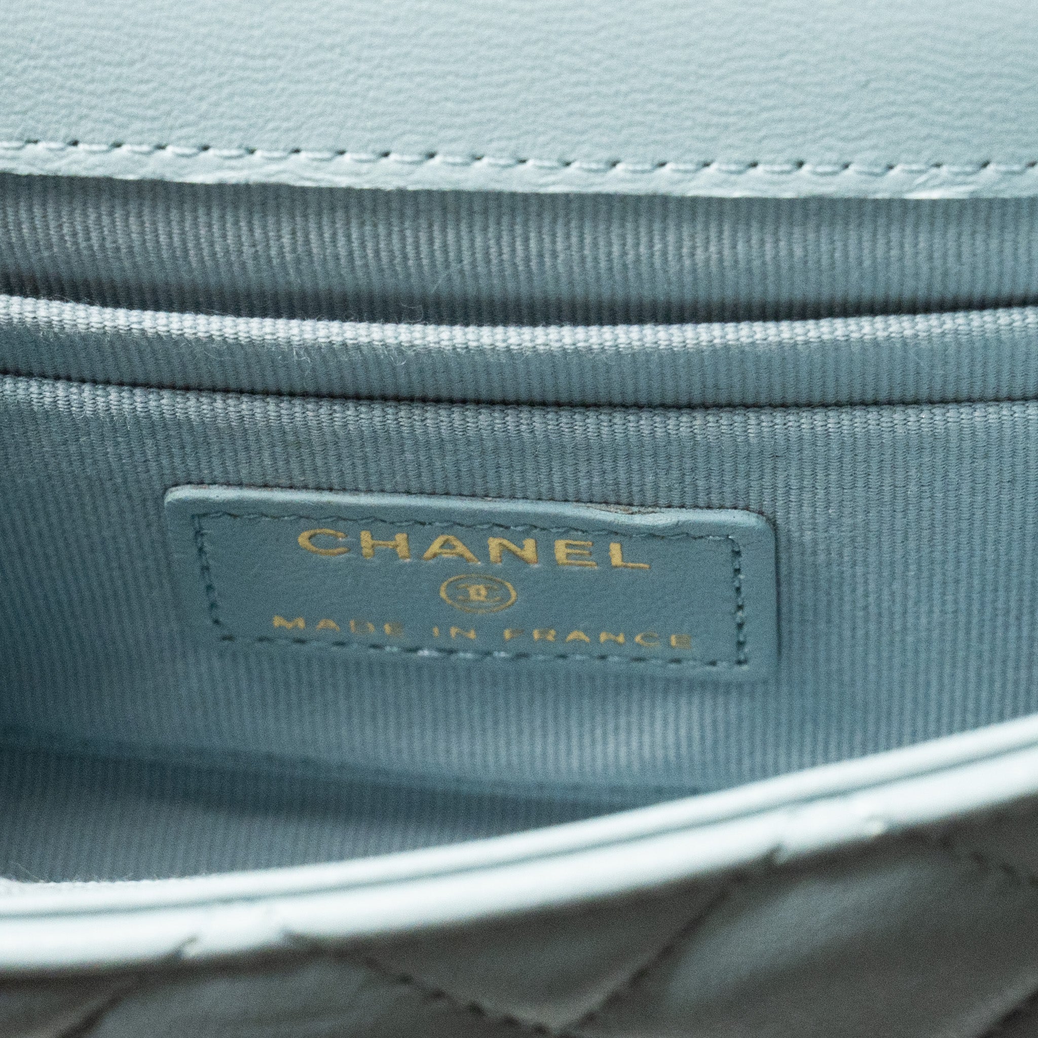 Chanel Top Handle Mini Flap Bag Lambskin Light BLUE L