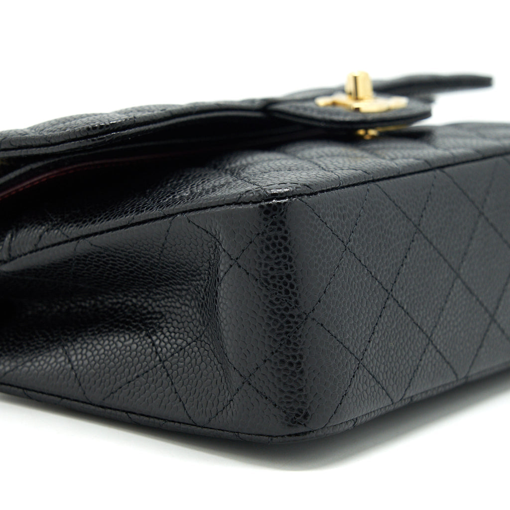 Chanel 22c caviar small classic double flap bag black
