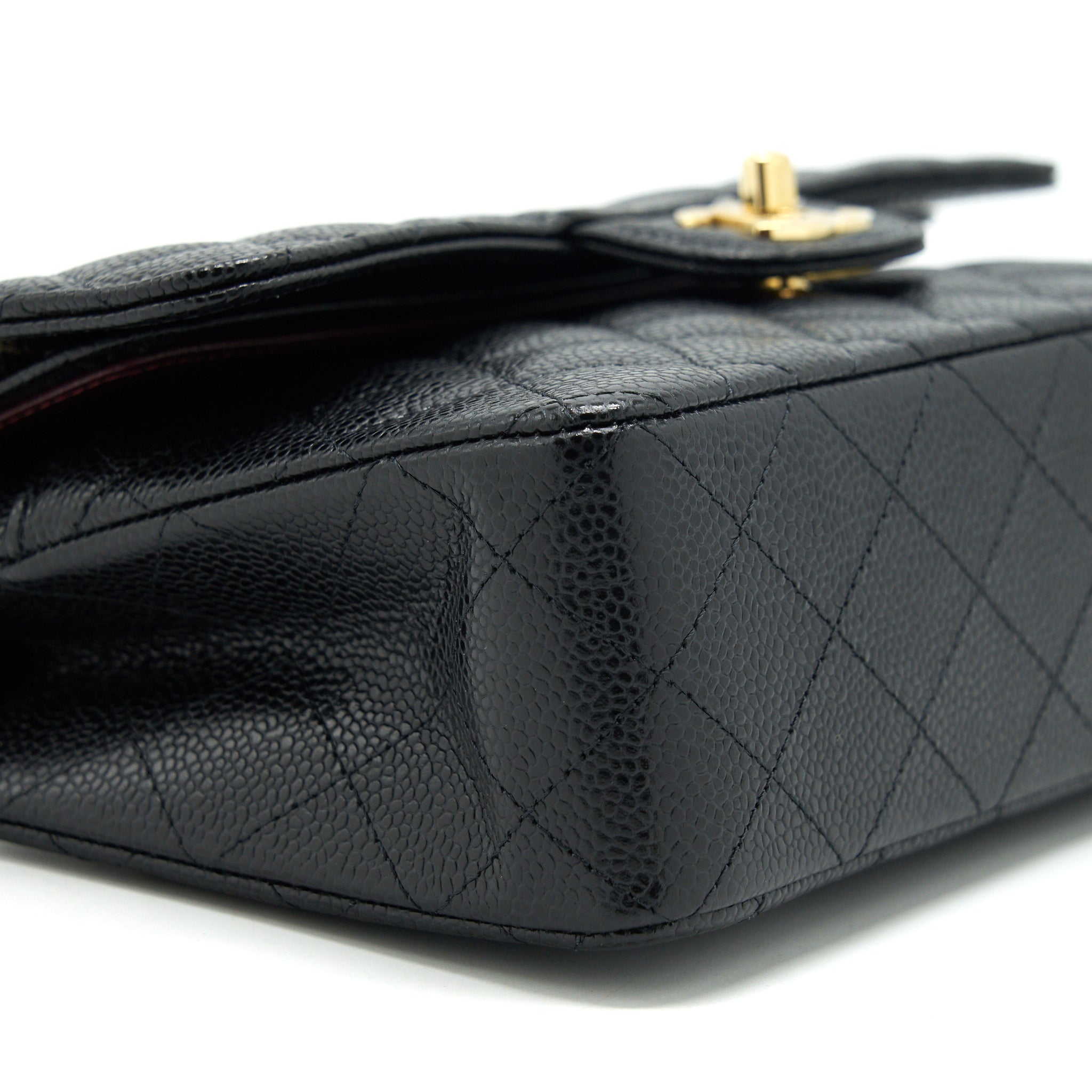 Chanel 22c caviar small classic double flap bag black