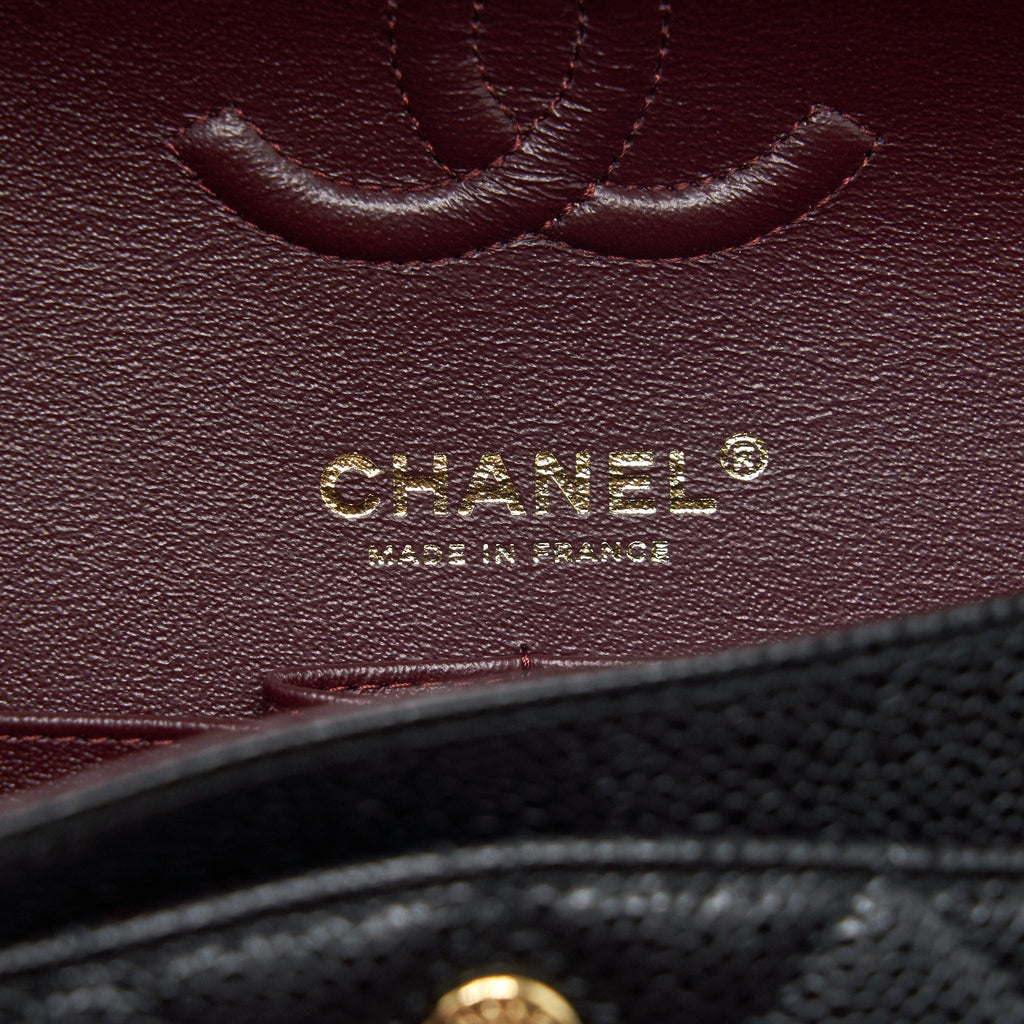 Chanel 22c caviar small classic double flap bag black