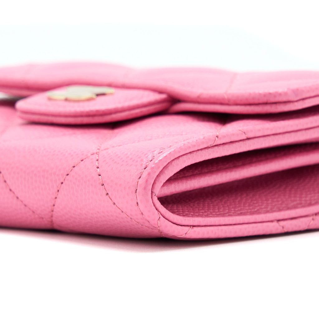 Chanel Mini Flap Card Holder Caviar Pink L