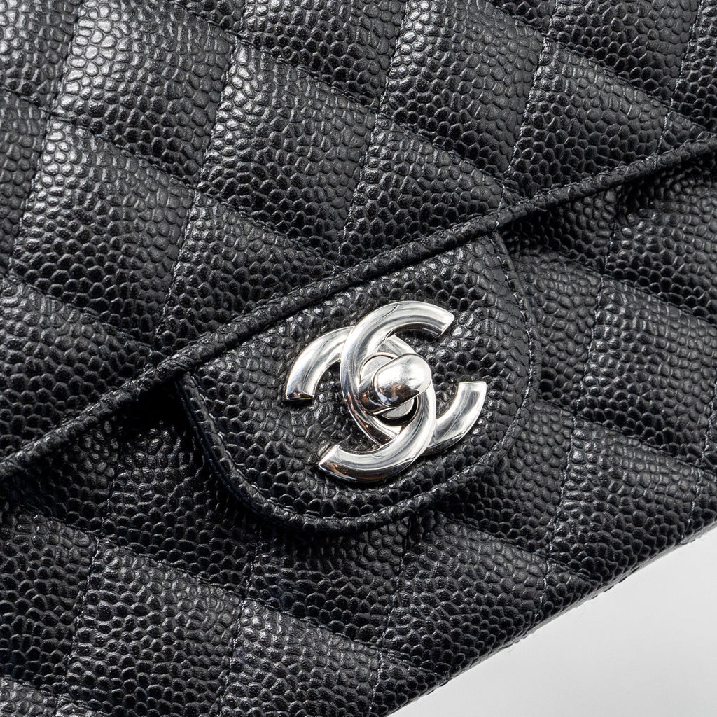 Chanel Small Classic Double Flap Bag Caviar Black  (microchip)