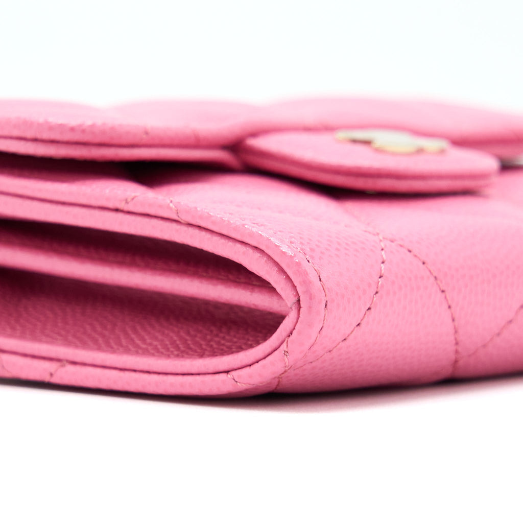 Chanel Mini Flap Card Holder Caviar Pink L