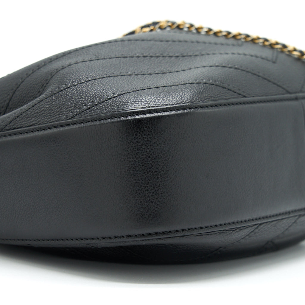 Chanel Chevron Bucket Bag Grained Calfskin Black