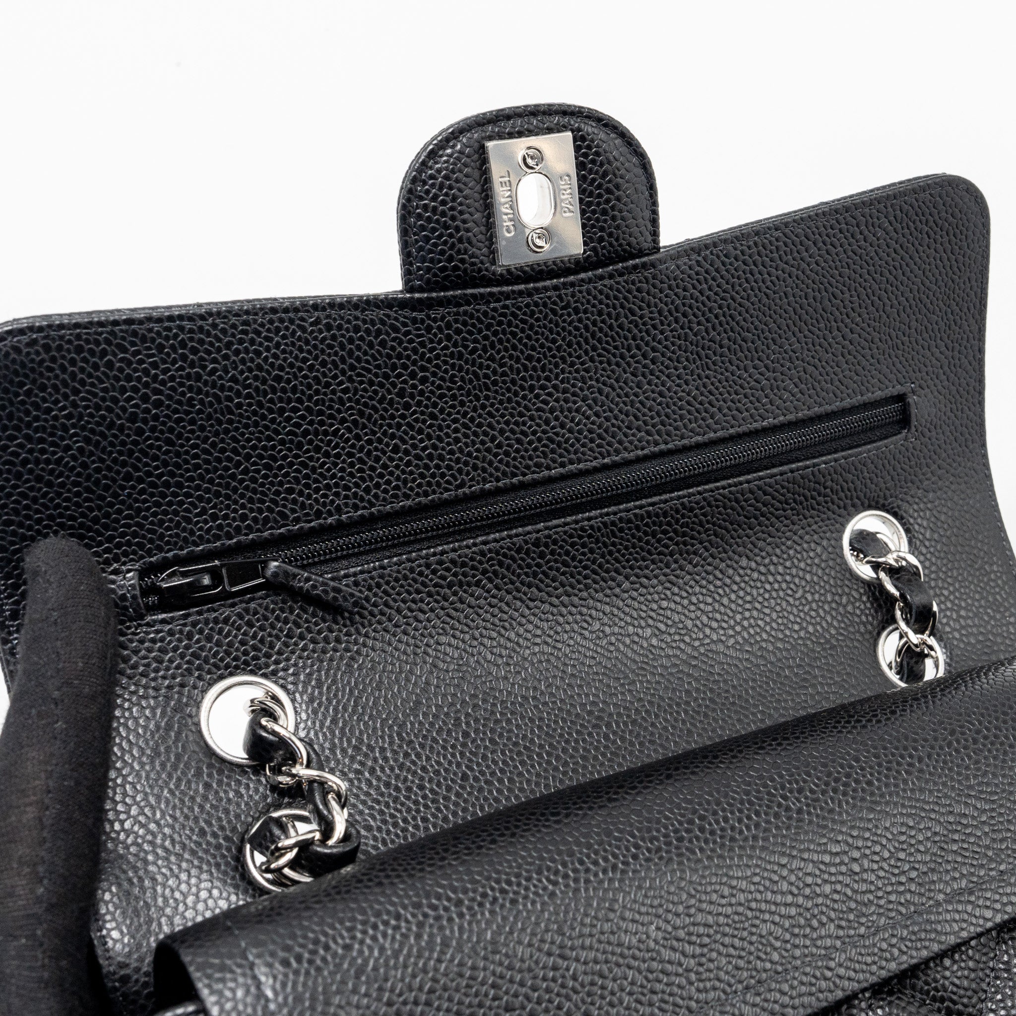 Chanel Small Classic Double Flap Bag Caviar Black  (microchip)