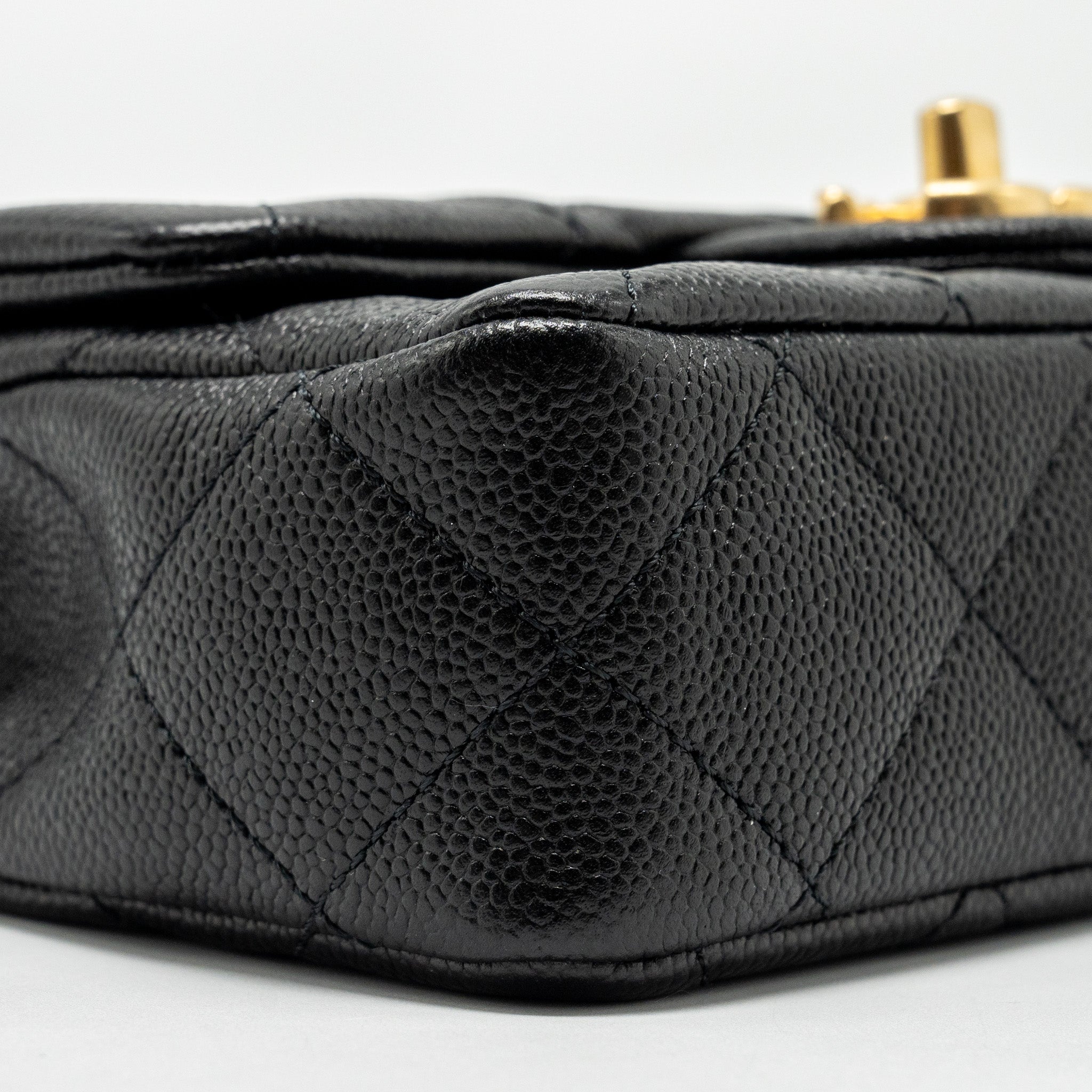 Chanel Coco Love Mini Flap Bag with Adjustable Chain Caviar Black  (Microchip)