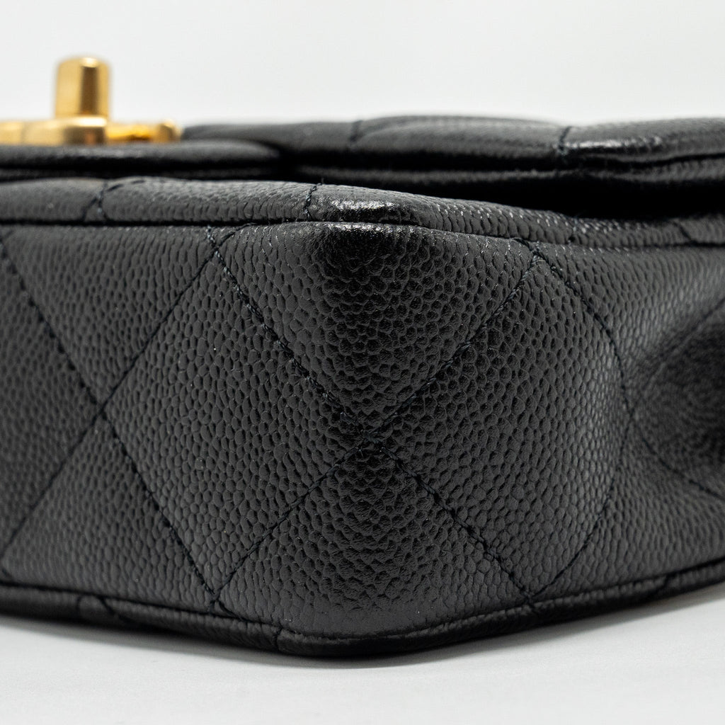 Chanel Coco Love Mini Flap Bag with Adjustable Chain Caviar Black  (Microchip)