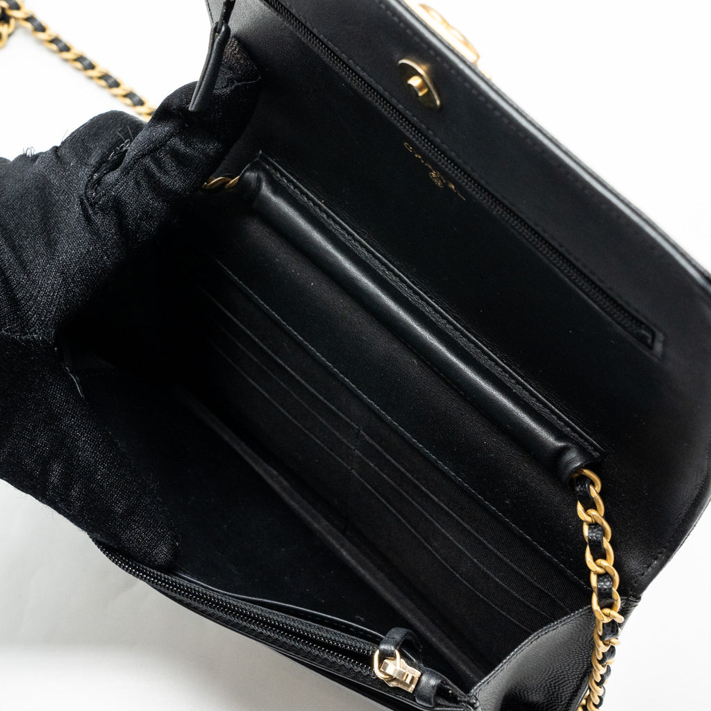 Chanel Boy Wallet On Chain Caviar Black
