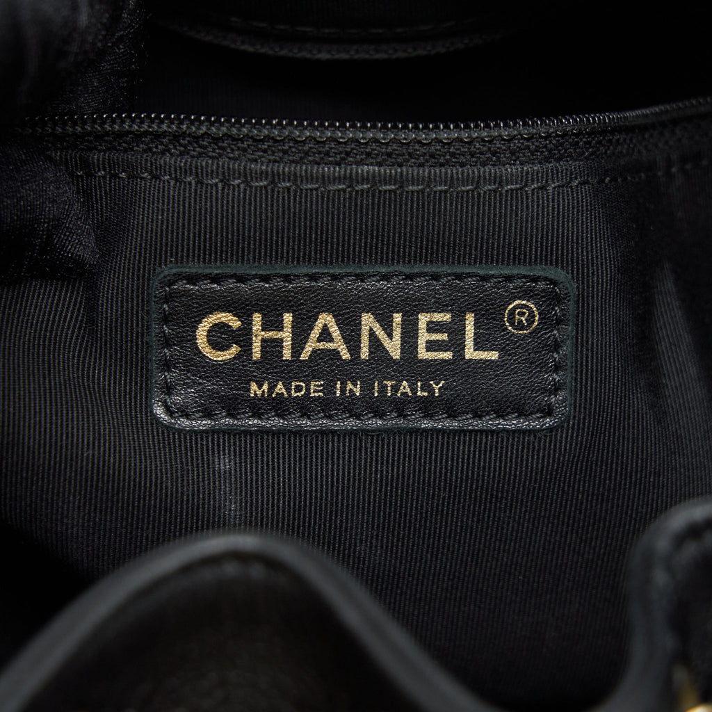 Chanel Chevron Bucket Bag Grained Calfskin Black