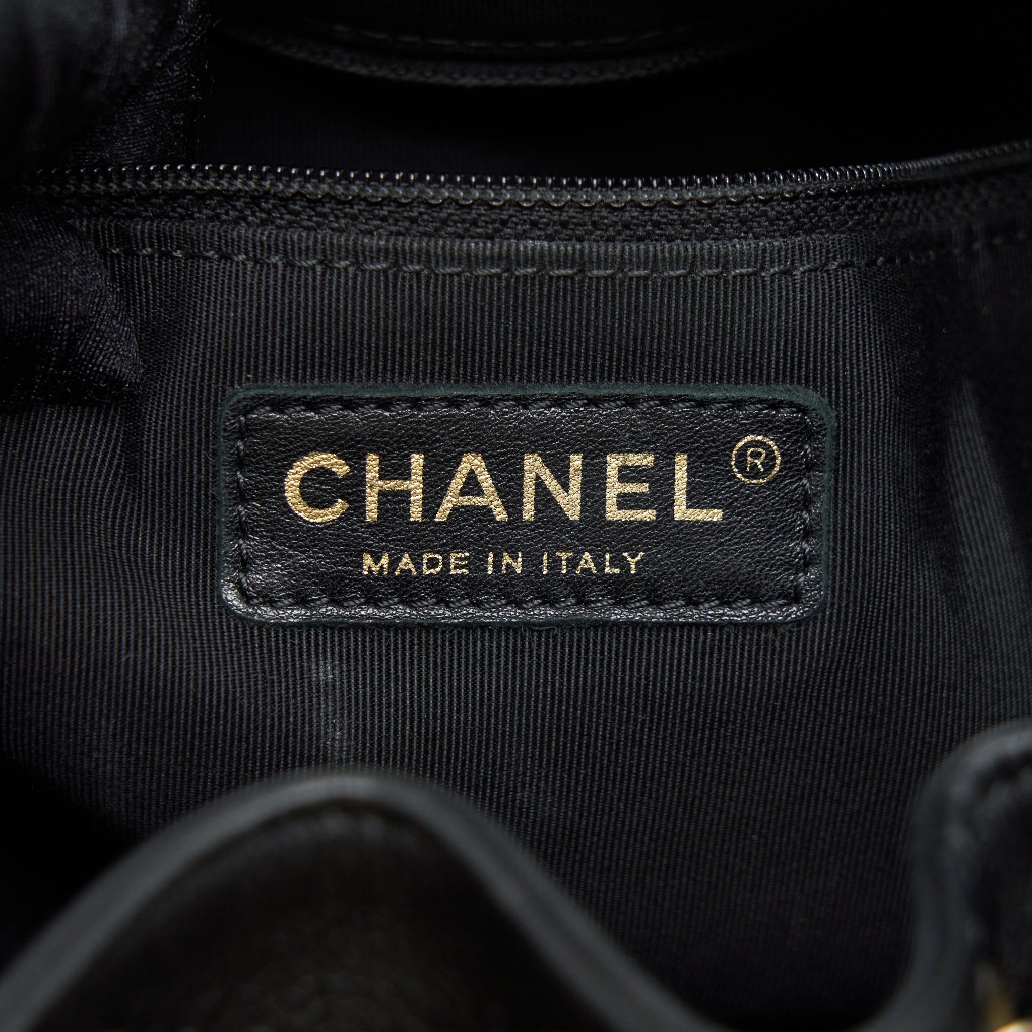 Chanel Chevron Bucket Bag Grained Calfskin Black