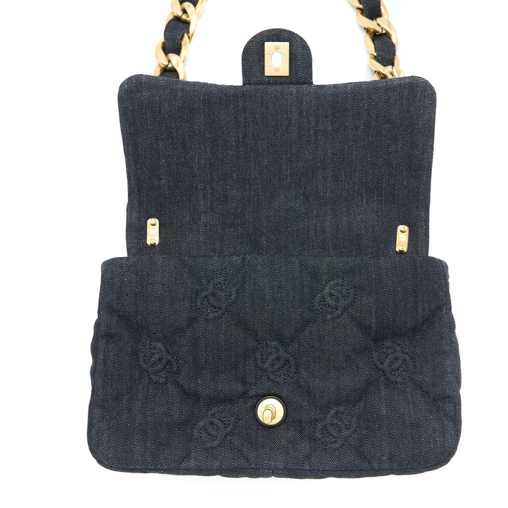 Chanel 22S Giant Chain Flap Shoulder Bag Denim Dark Blue Brushed  (Microchip)