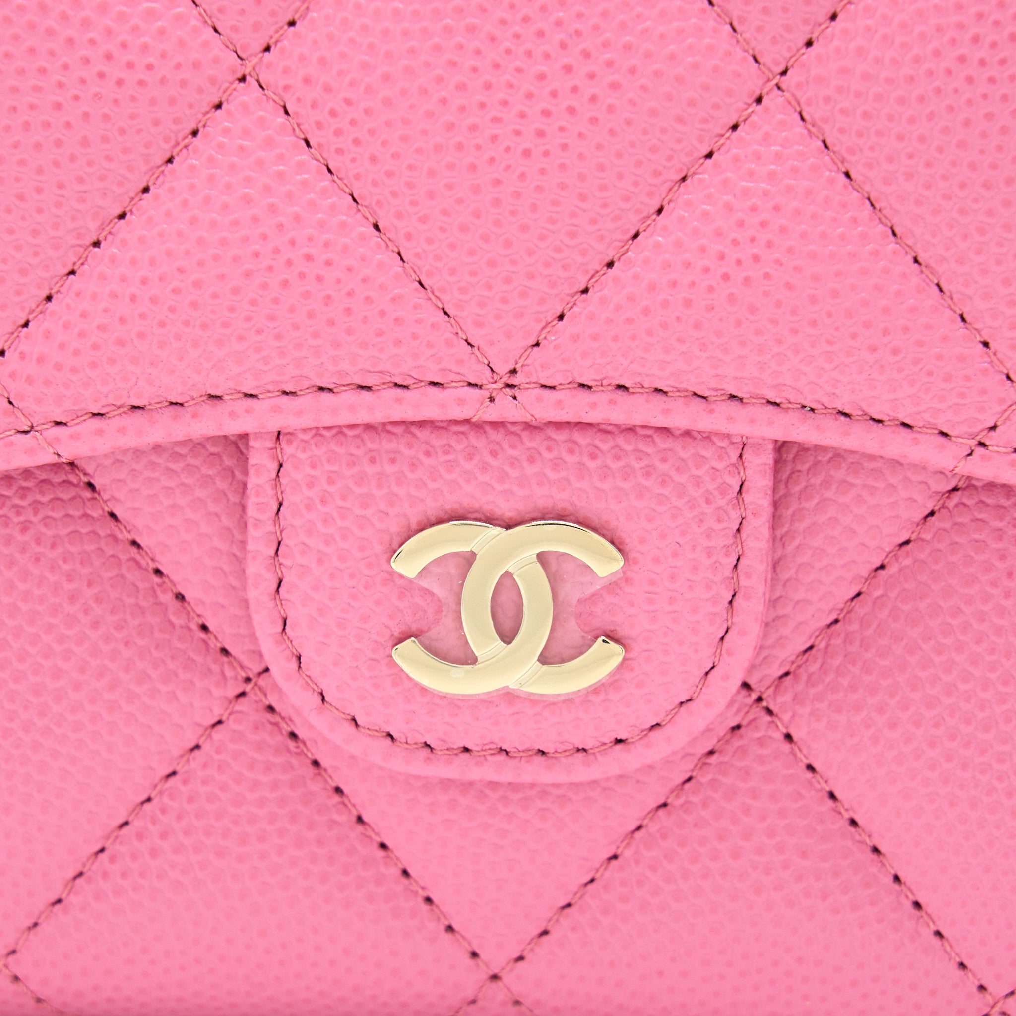 Chanel Mini Flap Card Holder Caviar Pink L