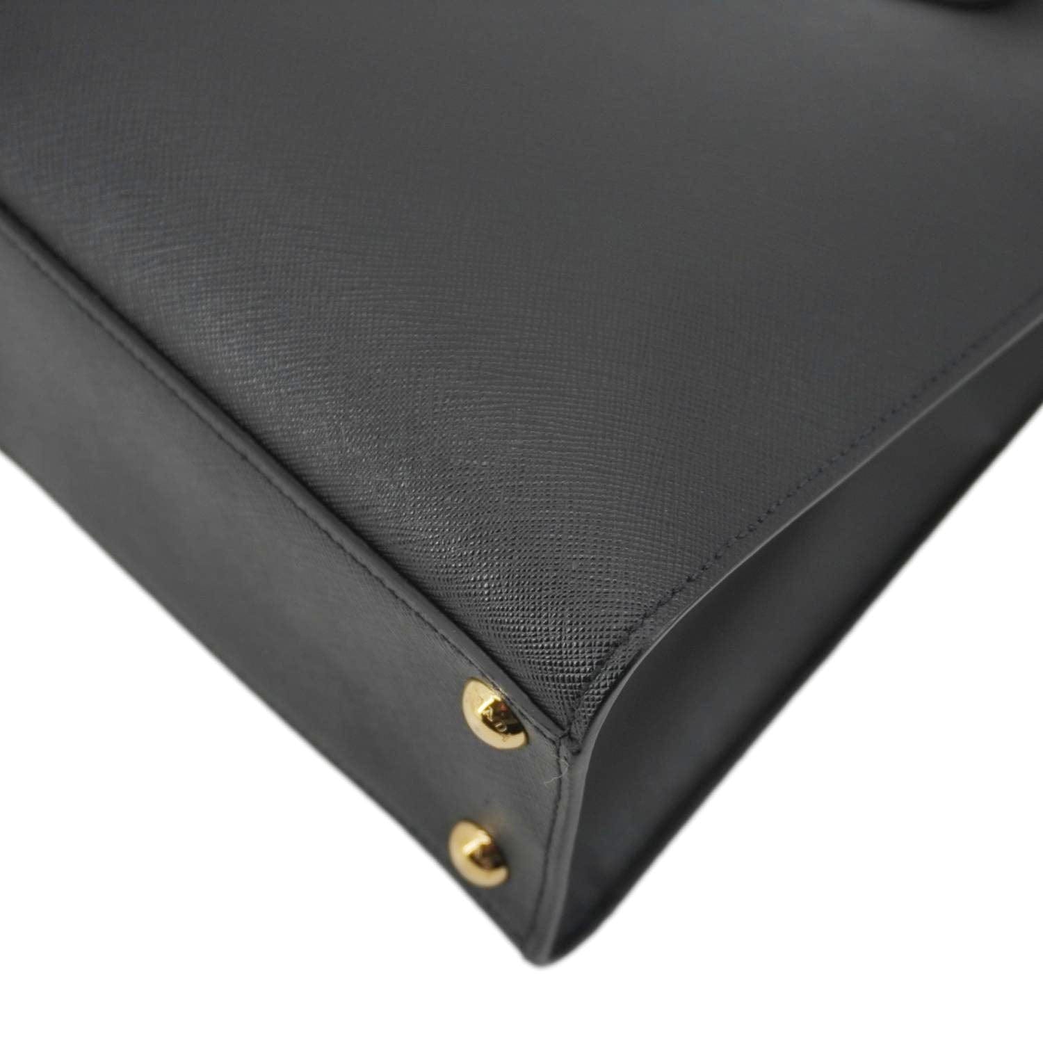 PRADA Soft Zippered Saffiano Leather Tote Bag Black