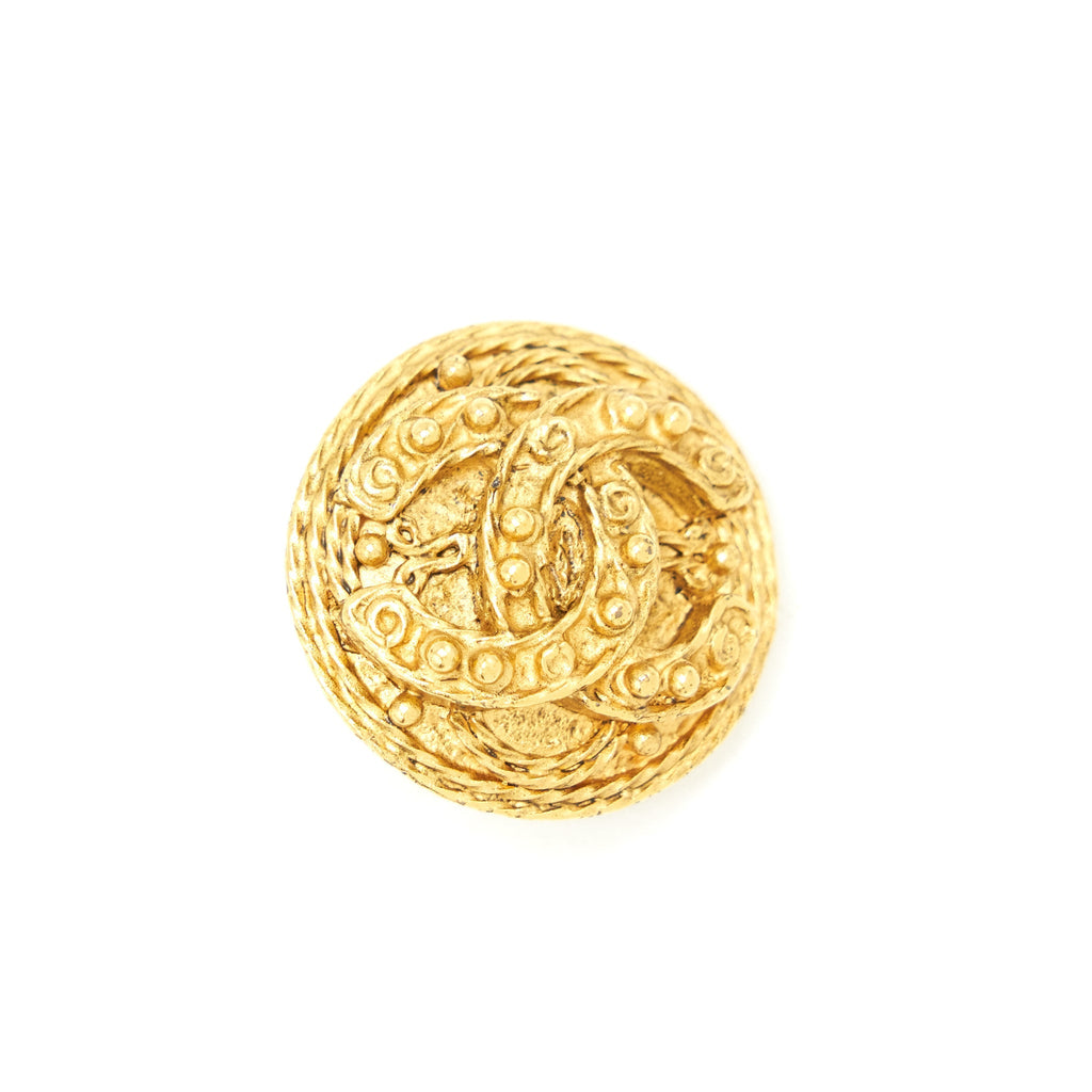Chanel Vintage Round CC Logo Earclips 24K Plated