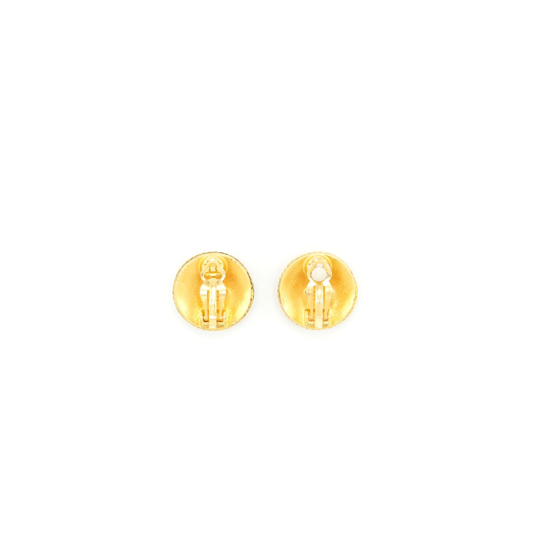 Chanel Vintage Round CC Logo Earclips 24K Plated