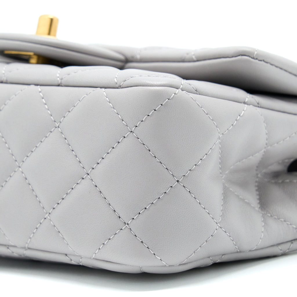 Chanel Pearl Crush Mini Rectangular Lambskin Grey Brushed  (Microchip)