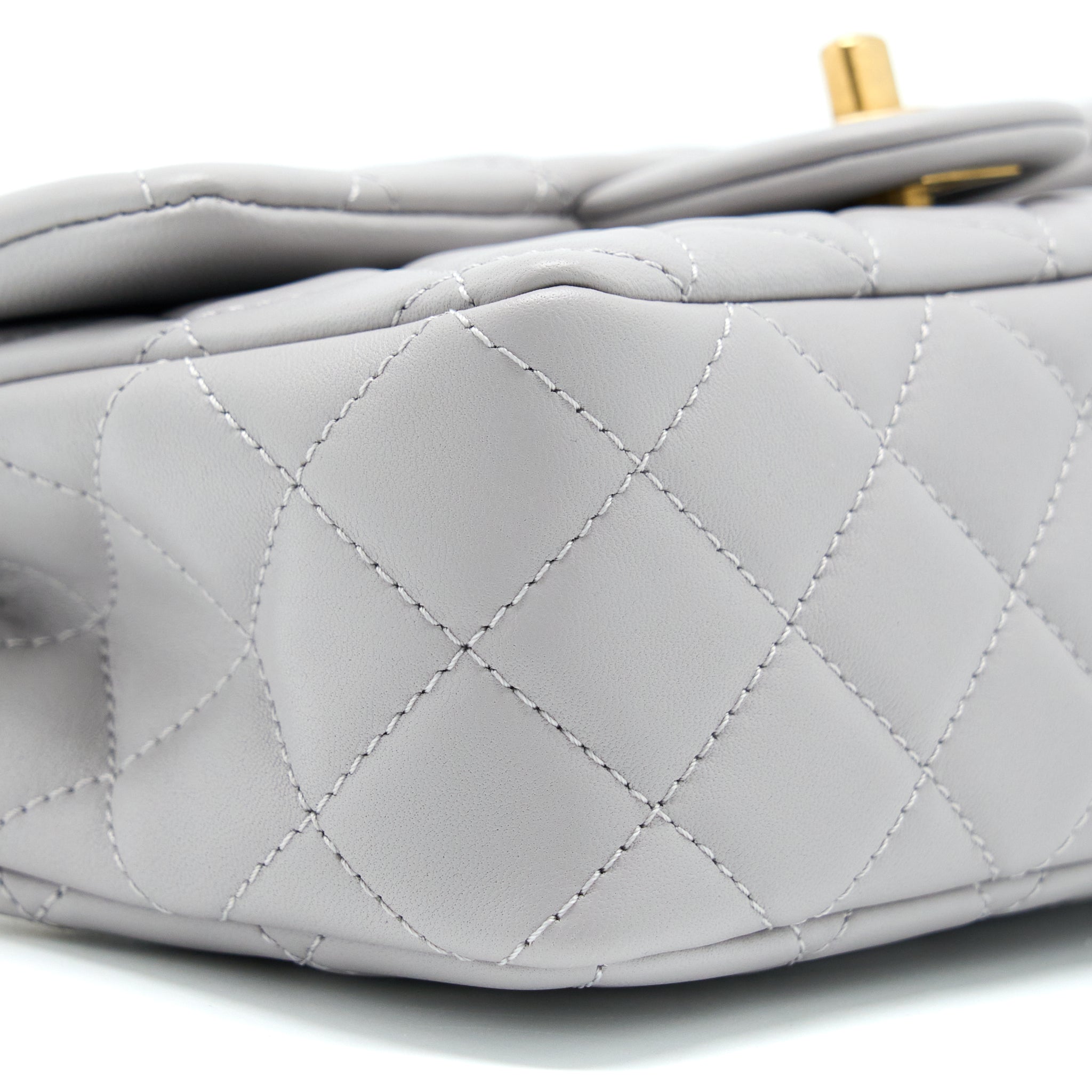 Chanel Pearl Crush Mini Rectangular Lambskin Grey Brushed  (Microchip)