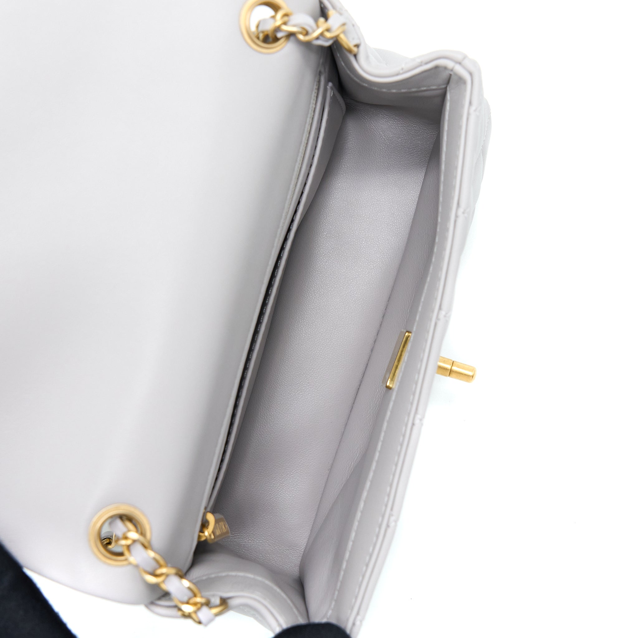 Chanel Pearl Crush Mini Rectangular Lambskin Grey Brushed  (Microchip)