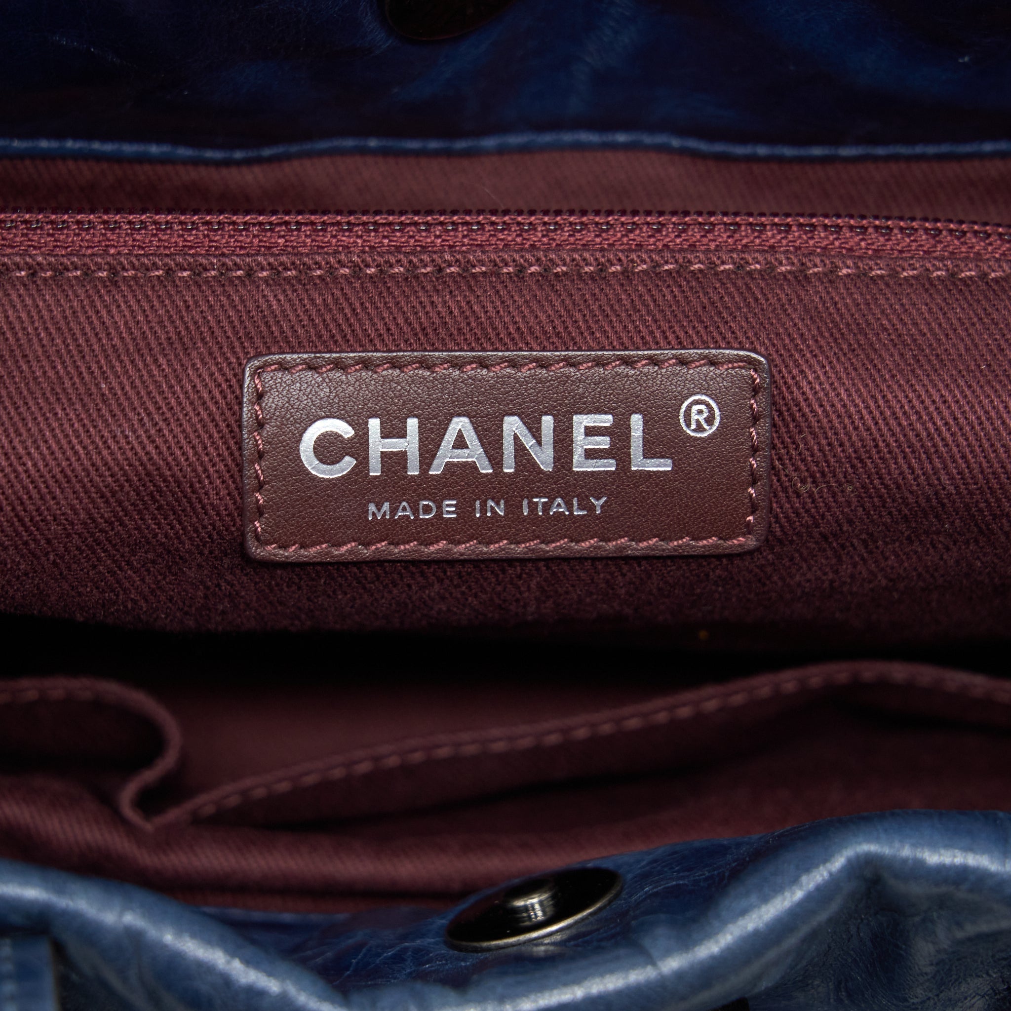 Chanel Quilted Shoulder Bag Blue Ruthenium Hardware