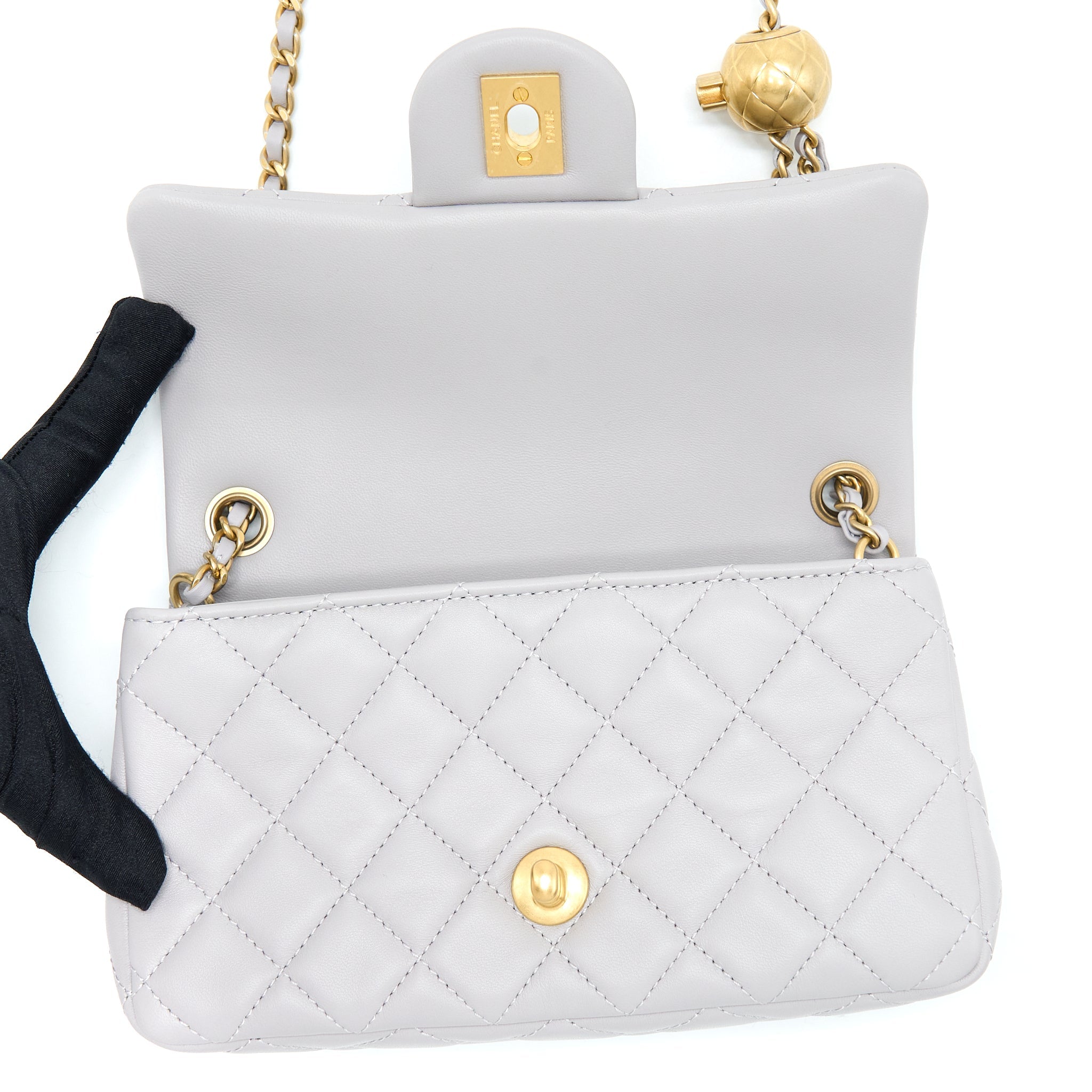 Chanel Pearl Crush Mini Rectangular Lambskin Grey Brushed  (Microchip)