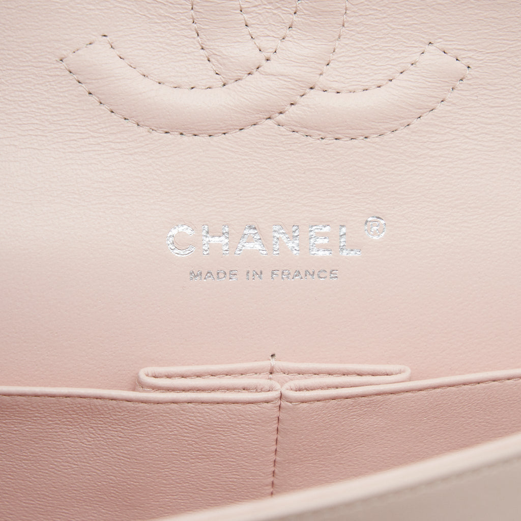 Chanel patent leather medium classic double flap bag Beige