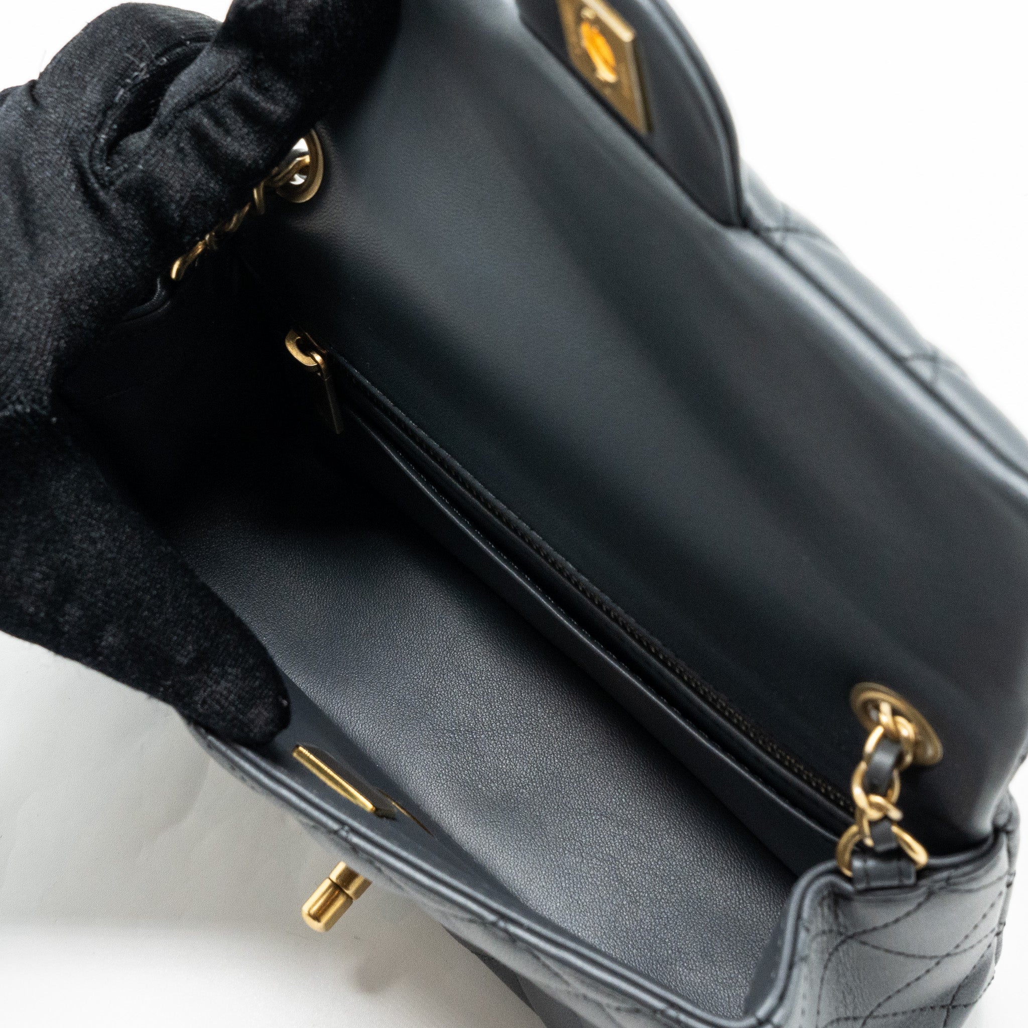 Chanel 23K pearl crush mini rectangular flap bag lambskin dark grey