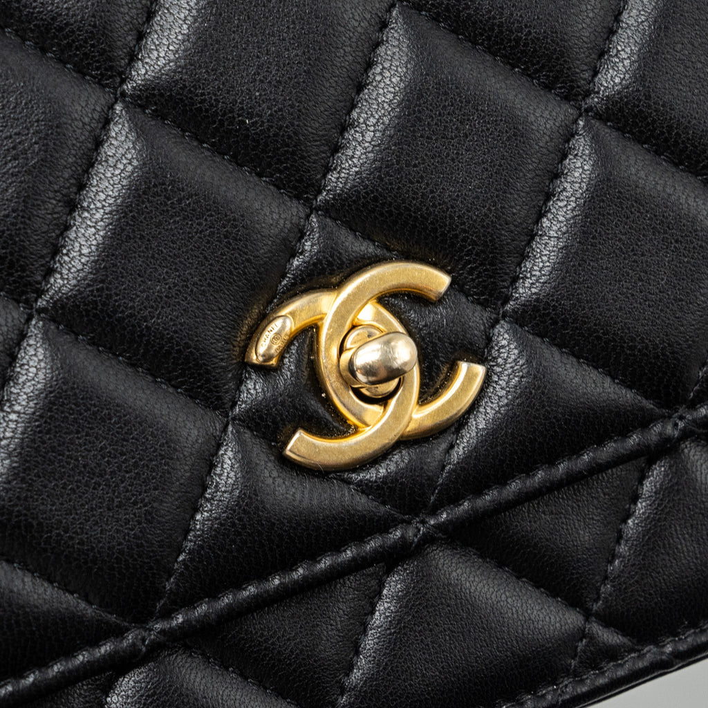 Chanel Pearl Crush Wallet On Chain Lambskin Black (Microchip)