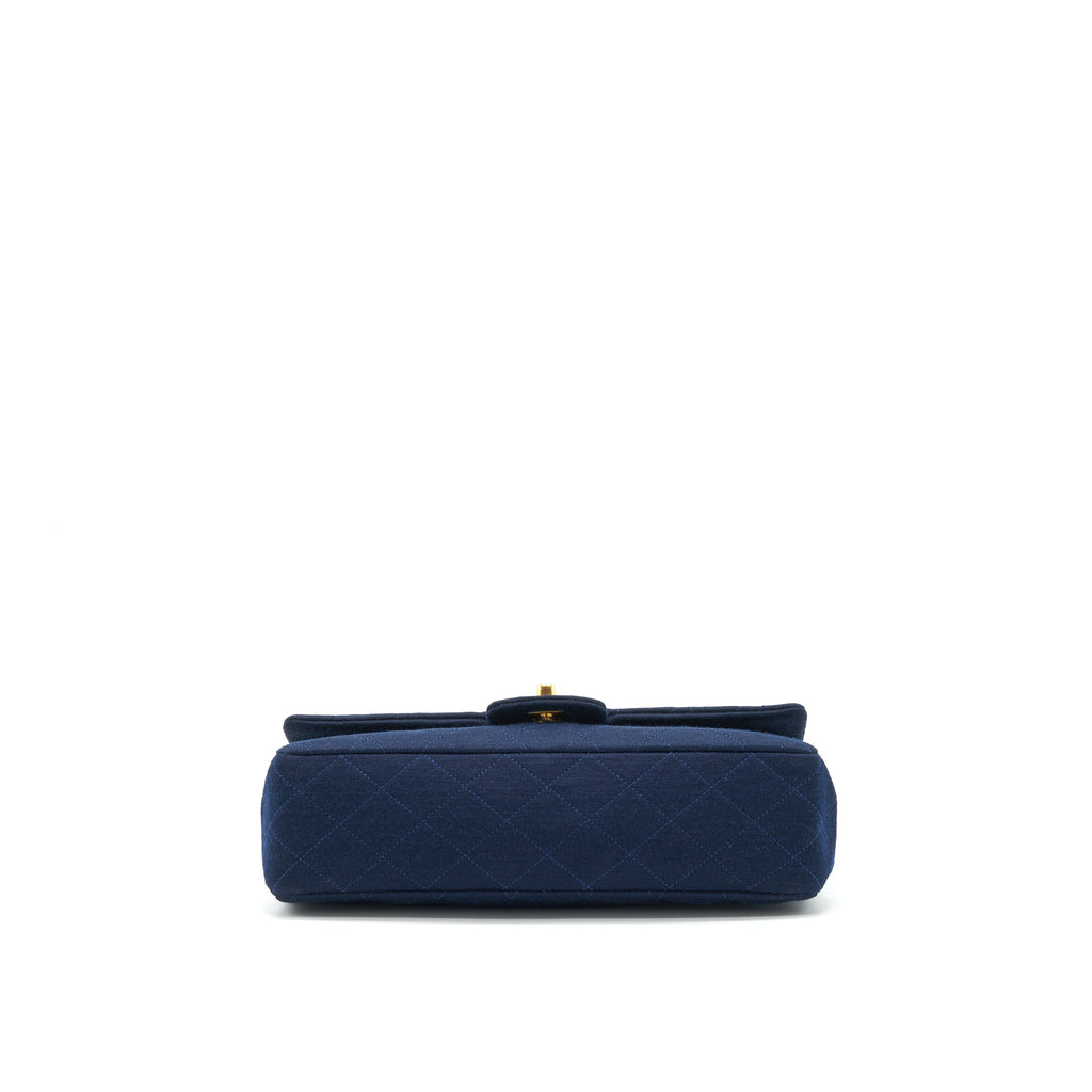 Chanel Vintage Medium Classic Double Flap Bag Fabric Navy