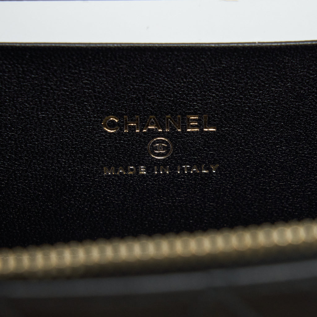 Chanel 22A Top Handle Long Vanity With Chain Lambskin Black L