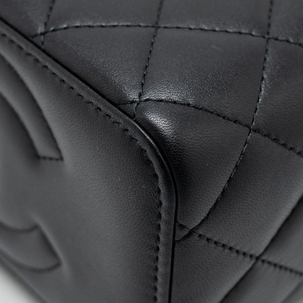 Chanel Top Handle Long Vanity Case Lambskin Black  (Microchip)