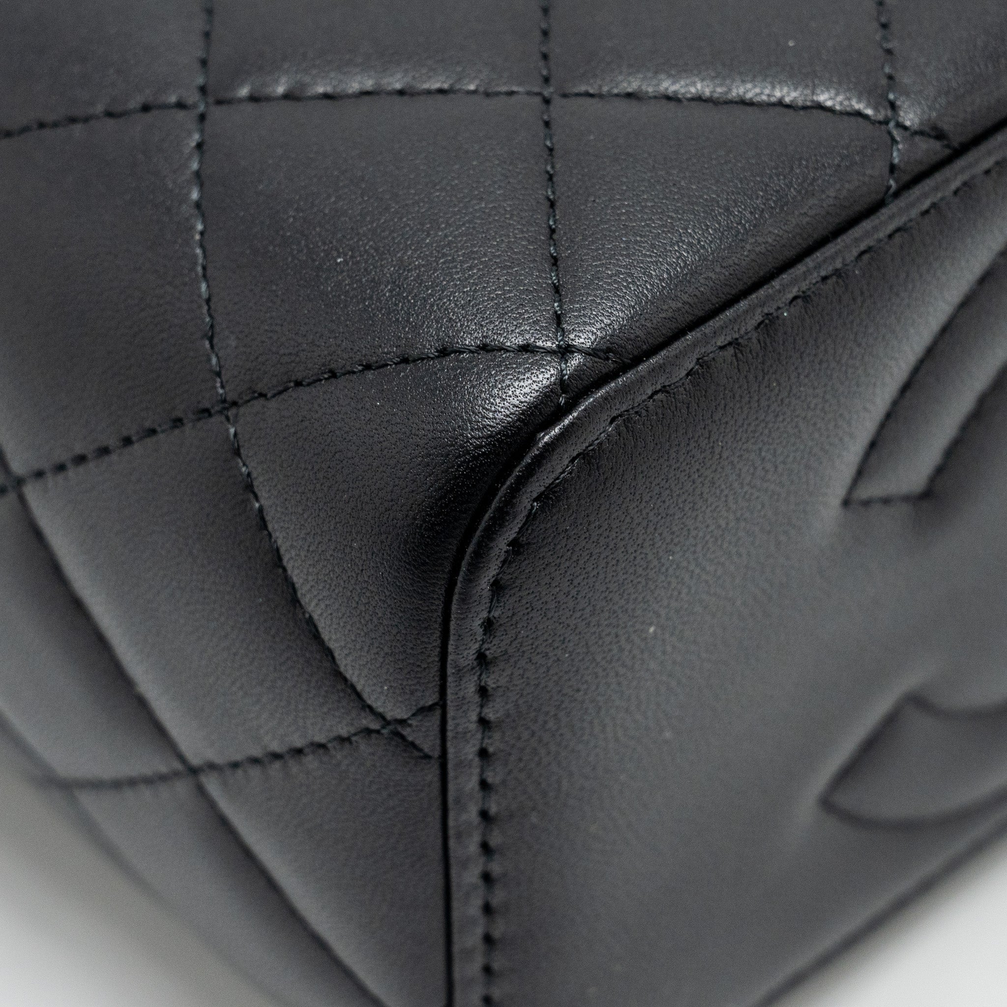 Chanel Top Handle Long Vanity Case Lambskin Black  (Microchip)