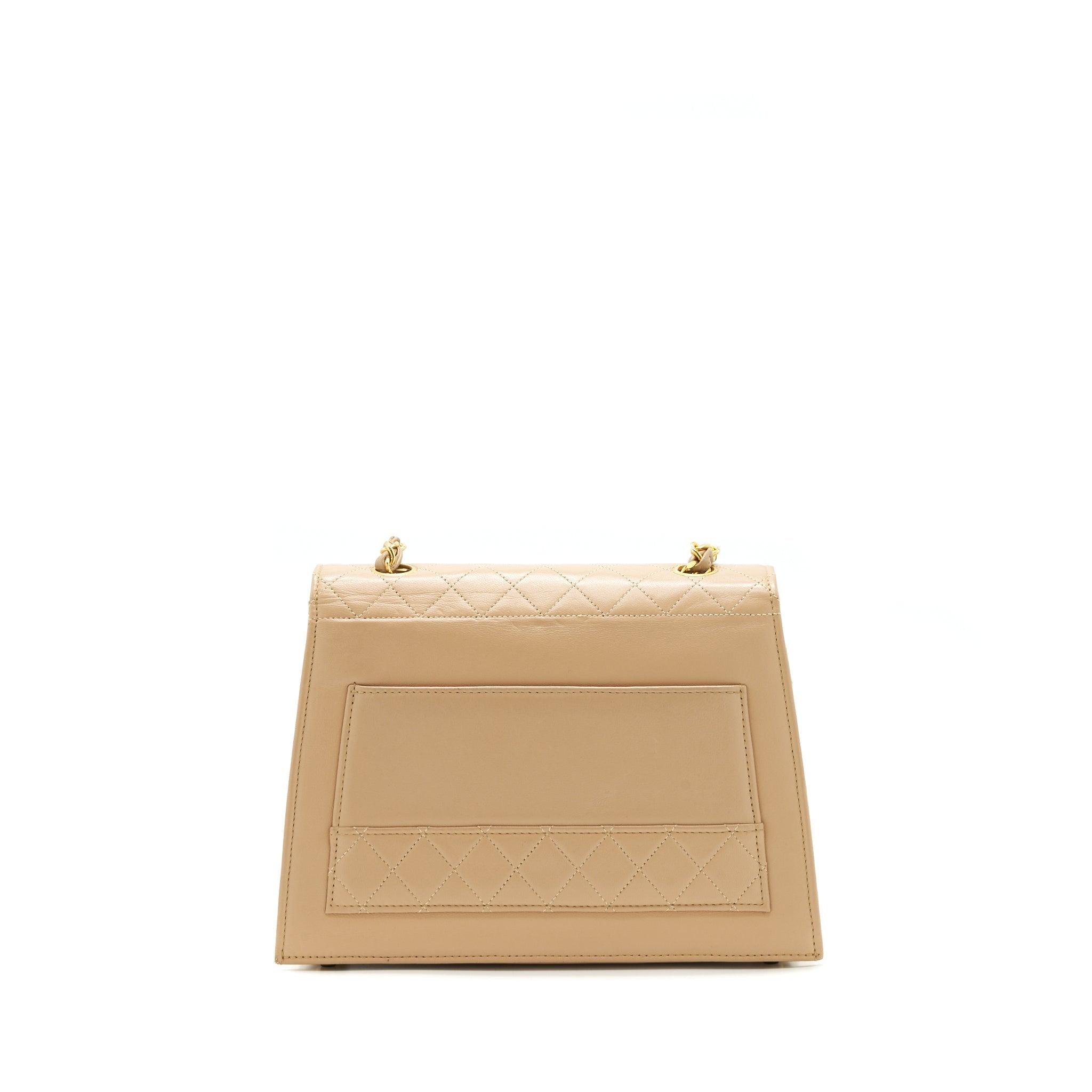 Chanel Vintage Single Flap Bag Cross body Lambskin Beige